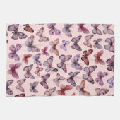バタフライパターン 水彩 エレガント かわいい ギフト キッチンタオル (横)