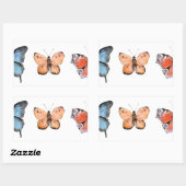 バタフライパターン 長方形シール (シート)