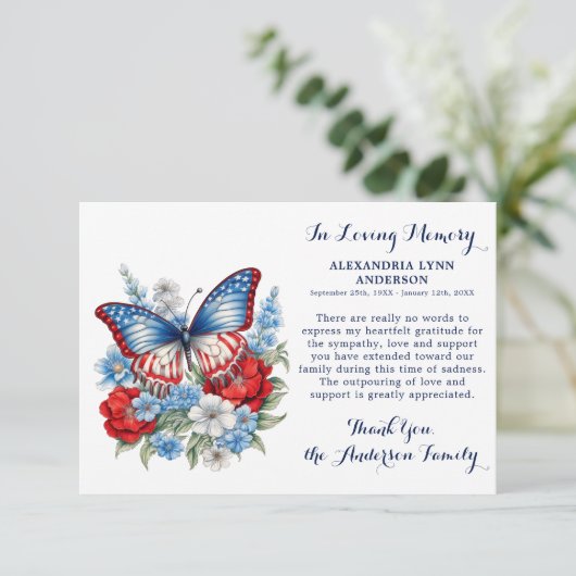 バタフライパティオティック悔やみや弔慰メモリアル葬儀 サンキューカード (スタンド正面)
