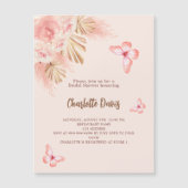 バタフライパンパスグラスピンクラグジュアリーブライダルシャワー マグネット招待状 (正面)