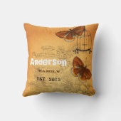 バタフライパーソナライズされたエフエマラン&バードケージ クッション (裏面)