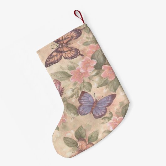 バタフライパーソナライズされたクリスマスストッキング スモールクリスマスストッキング (裏面 (吊り時))