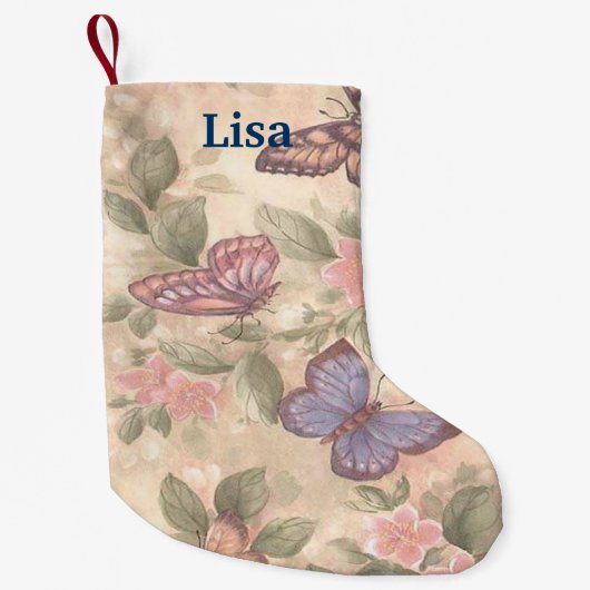 バタフライパーソナライズされたクリスマスストッキング スモールクリスマスストッキング (正面)