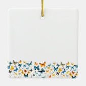 バタフライパーソナライズされたスクエアオーナメント セラミックオーナメント (裏面)