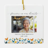 バタフライパーソナライズされたスクエアオーナメント セラミックオーナメント (正面)