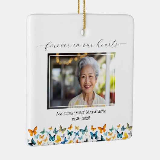 バタフライパーソナライズされたスクエアオーナメント- 2枚 セラミックオーナメント (右)