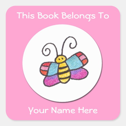 バタフライパーソナライズされたステッカー スクエアシール (正面)