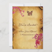 バタフライパーチメント写真テンプレート茶色 招待状 (裏面)