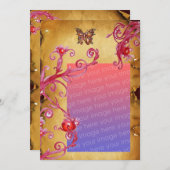 バタフライパーチメント写真テンプレート茶色 招待状 (正面/裏面)