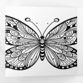 バタフライパーティー好き着色とジャーナリング 三つ折り招待状 (内部最初)