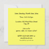 バタフライパーティー 招待状 (裏面)