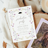 バタフライパープルクラス2025写真卒業 招待状