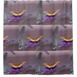 バタフライパープルソフトネス シャワーカーテン