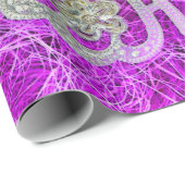 バタフライパープルティール（緑がかった色）ブルー金ゴールドカラフル ラッピングペーパー (ロールコーナー)