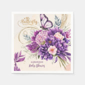 バタフライパープルフローラピンクガールウェイベビーシャワー スタンダードカクテルナプキン (正面)