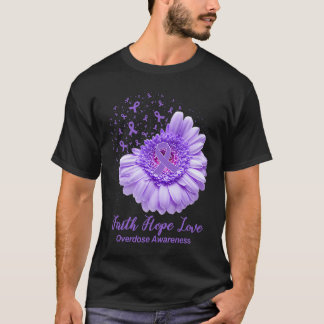 バタフライパープルリボンヒマワリ過剰摂取 Tシャツ