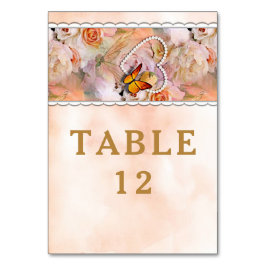 バタフライパールハートフローラセレニティバラ結婚ズ テーブルナンバー