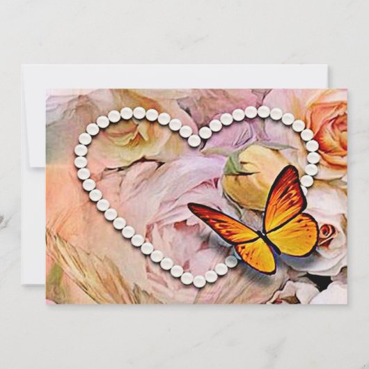 バタフライパールハートフローラセレニティバラ セーブザデート (裏面)