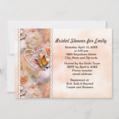バタフライパールハートフローラセレネブライダルシャワー 招待状 (正面)