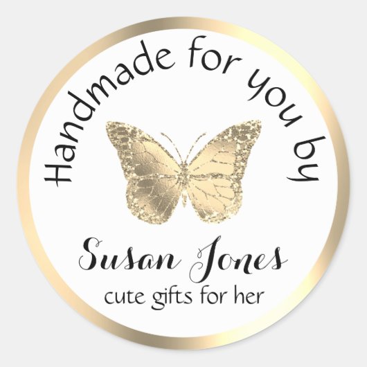 バタフライビジネスロゴクラシックラウンドステッカー ラウンドシール (正面)