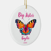 バタフライビッグシスターパーソナライズされたカスタムクリスマス セラミックオーナメント (右)