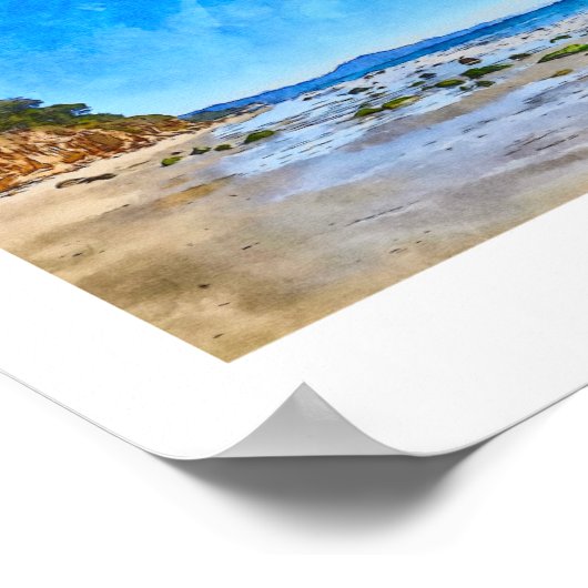 バタフライビーチサンタバーバラウォーター絵画カラー ポスター (角)