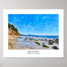 バタフライビーチサンタバーバラウォーター絵画カラー ポスター