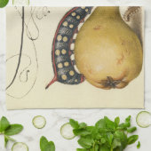 バタフライビー果実昆虫イラストレーション キッチンタオル (折り畳み)