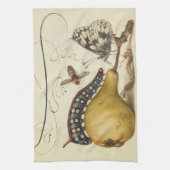 バタフライビー果実昆虫イラストレーション キッチンタオル (縦)