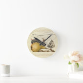 バタフライビー果実昆虫イラストレーション ラウンド壁時計 (ホーム)