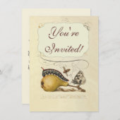 バタフライビー果実昆虫イラストレーション 招待状 (正面/裏面)