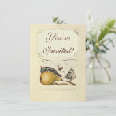 バタフライビー果実昆虫イラストレーション 招待状 (スタンド正面)