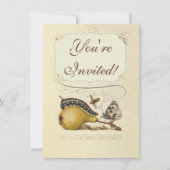 バタフライビー果実昆虫イラストレーション 招待状 (正面)