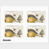 バタフライビー果実昆虫イラストレーション 長方形シール (シート)