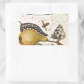 バタフライビー果実昆虫イラストレーション 長方形シール (バッグ)