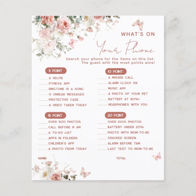 バタフライピンクあなたの電話の赤ちゃんシャワーに何が (正面)