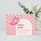 バタフライピンクおむつラッフルベビーシャワー エンクロージャーカード (スタンド正面)