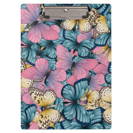 バタフライピンクとブルーハイブ |バタフライクリップボード クリップボード (正面)
