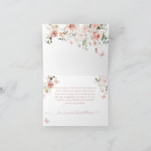 バタフライピンクのフローラ赤ちゃんシャワー サンキューカード (内部)