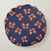 バタフライピンクオレンジ色のブラックグラフィックである ラウンドクッション (裏面)
