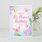 バタフライピンクガールズバースデーパーティー 招待状 (スタンド正面)