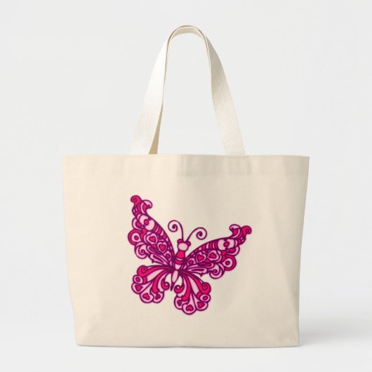 バタフライピンクグラフィックトートバッグ ラージトートバッグ (正面)