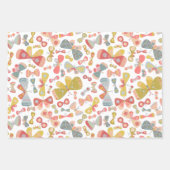 バタフライピンクグリーン ラッピングペーパーシート (正面)