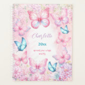 バタフライピンクパープルカラフルフローラガーリー名 プランナー手帳 (正面)