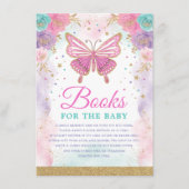 バタフライピンクパープルティール（緑がかった色）フローラブックスベビー エンクロージャーカード (正面)