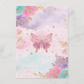 バタフライピンクパープルティール(緑がかった色)フローラブックスベビー エンクロージャーカード (裏面)