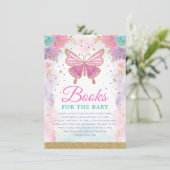 バタフライピンクパープルティール(緑がかった色)フローラブックスベビー エンクロージャーカード (スタンド正面)