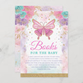 バタフライピンクパープルティール(緑がかった色)フローラブックスベビー エンクロージャーカード (正面/裏面)