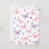 バタフライピンクパープルフローラガーデンガール誕生日 招待状 (裏面)