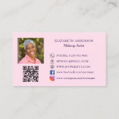 バタフライピンクパープルQRコードフォトソーシャルメディア 名刺 (裏面)